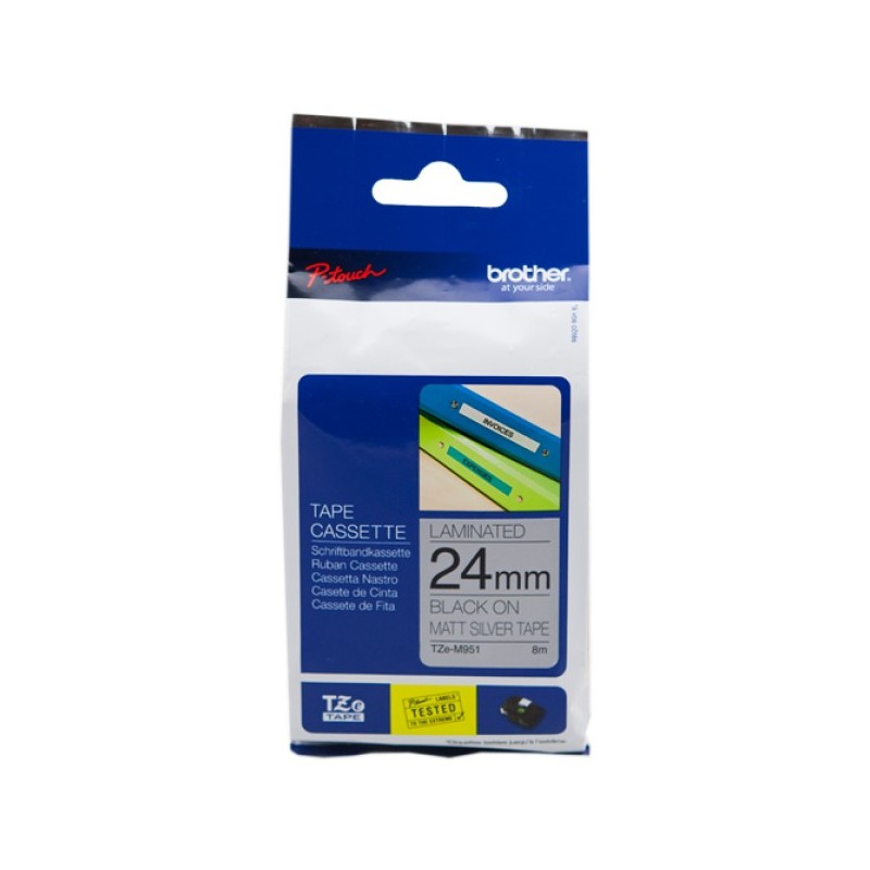 ORIGINAL Brother Nastro Nero su argento TZe-M951 TZ-M951 24 mm x 8 m, laminato