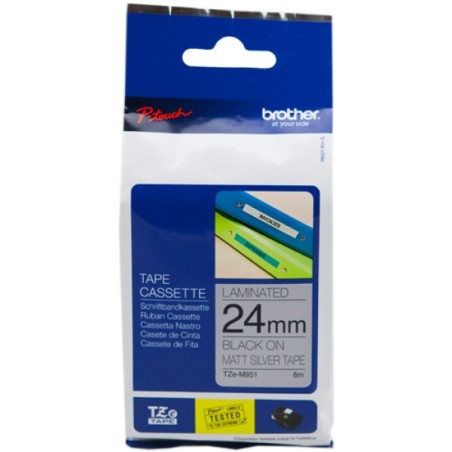 ORIGINAL Brother Nastro Nero su argento TZe-M951 TZ-M951 24 mm x 8 m, laminato