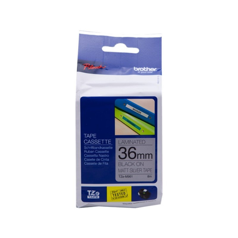 ORIGINAL Brother Nastro Nero su argento TZe-M961 TZ-M961 36 mm x 8 m, laminato