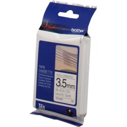 ORIGINAL Brother Nastro Nero su bianco TZe-N201 TZ-N201 3,5 mm x 8 m, non laminato