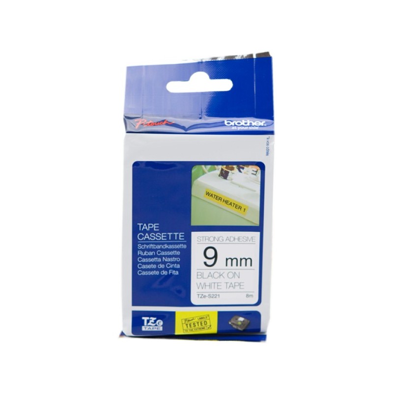ORIGINAL Brother Nastro Nero su bianco TZe-S221 TZ-S221 9 mm x 8 m, laminato