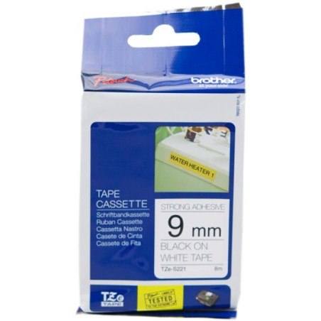 ORIGINAL Brother Nastro Nero su bianco TZe-S221 TZ-S221 9 mm x 8 m, laminato