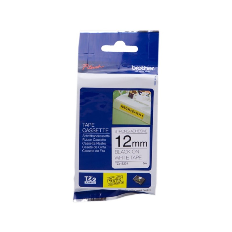 ORIGINAL Brother Nastro Nero su bianco TZe-S231 TZ-S231 12 mm x 8 m, laminato