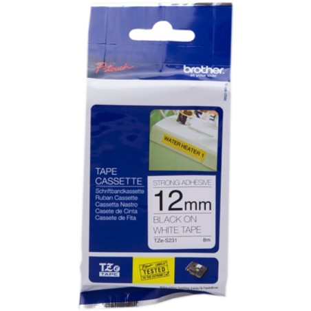 ORIGINAL Brother Nastro Nero su bianco TZe-S231 TZ-S231 12 mm x 8 m, laminato