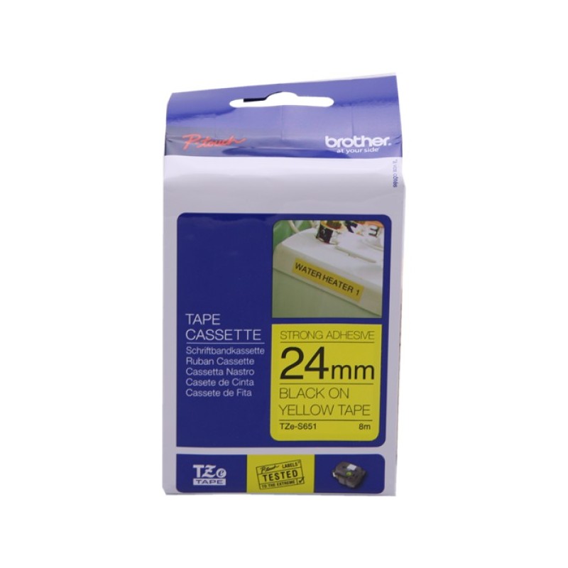 ORIGINAL Brother Nastro Nero su giallo TZe-S651 TZ-S651 24 mm x 8 m, laminato