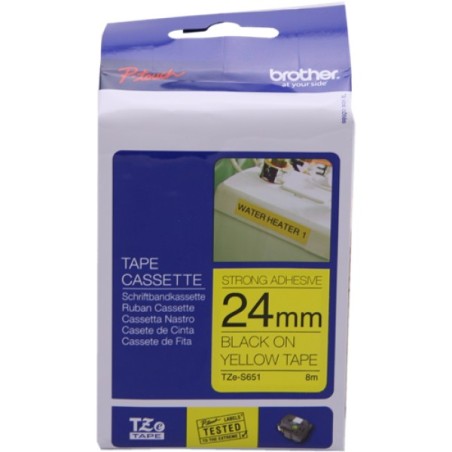 ORIGINAL Brother Nastro Nero su giallo TZe-S651 TZ-S651 24 mm x 8 m, laminato